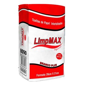 Papel Toalha LIMPMAX Interfolhado 2 Dobras 21x22cm Fardo 1000Fls Papel Toa.int.bco.2d 20x21 1000 Fl Limpm