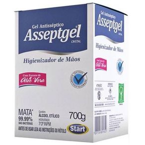 Álcool Gel ASSEPTGEL Start 700gr com Hidratante Alcool Gel 700gr Asseptgel C/hidr. Start