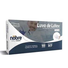 Luva Látex NOBRE Caixa c/100un (com Pó) Luva Latex Proced. P  Cx 100un Nobre