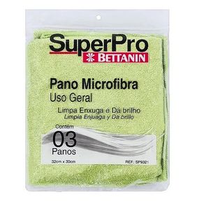 Pano Microfibra p/Secagem 30x32 SUPERPRO SP9321- Pct c/3un Pano P/limp.microfibra 30x32 C/3u Sp9321