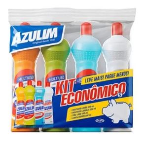 Kit Econômico AZULIM 4Un x 500ml (Multiuso Limão/Laranja, Tira Limo, Limpa Vidro Kit Economico Azulim 4 X 500 Ml