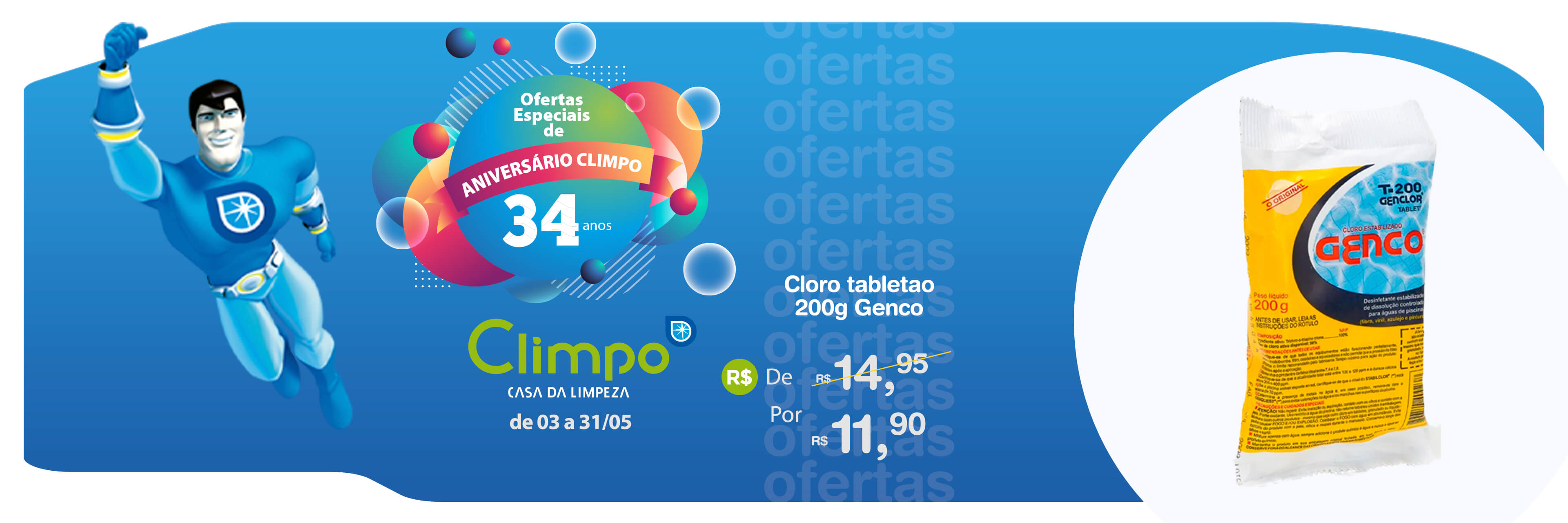Banner Ofertas de Aniversário Climpo Cloro tabletao 07