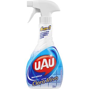 Limpador UAU Multiuso 4x1 c/ Pulverizador 500ml - Cloro Ativo Limp 500ml Uau Mu 5x1 Cloro Ativo Pulv
