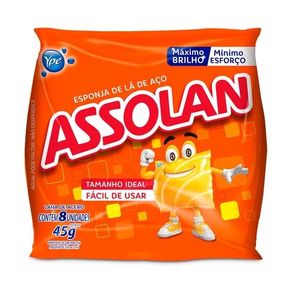 Esponja de Aço ASSOLAN 45g Pct c/ 8un Esponja de Aco Pct C/08 Un 45gr Assolan